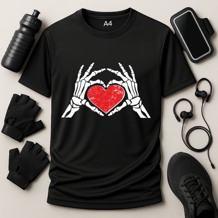 Funny Valentine Skeleton Bone Hands Heart Performance Shirt