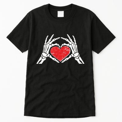 Funny Valentine Skeleton Bone Hands Heart Tall T-Shirt