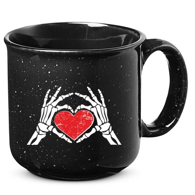 Funny Valentine Skeleton Bone Hands Heart 15oz Campfire Ceramic Mug
