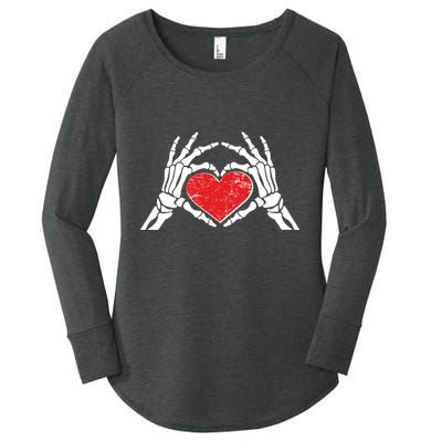 Funny Valentine Skeleton Bone Hands Heart Women's Perfect Tri Tunic Long Sleeve Shirt