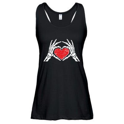 Funny Valentine Skeleton Bone Hands Heart Ladies Essential Flowy Tank