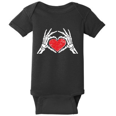Funny Valentine Skeleton Bone Hands Heart Baby Bodysuit