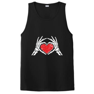 Funny Valentine Skeleton Bone Hands Heart PosiCharge Competitor Tank