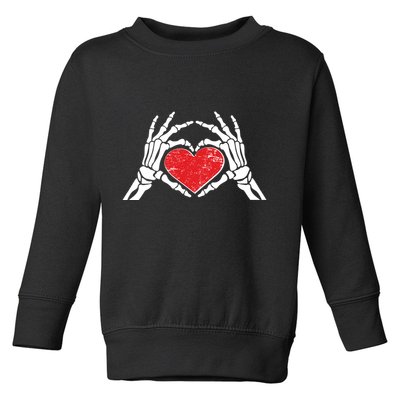 Funny Valentine Skeleton Bone Hands Heart Toddler Sweatshirt
