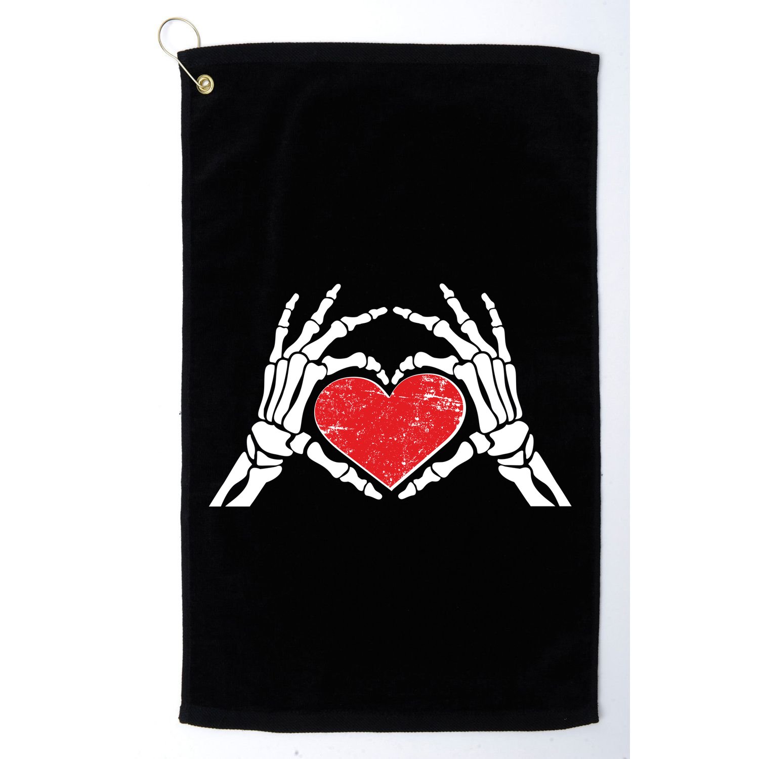 Funny Valentine Skeleton Bone Hands Heart Golf Towel