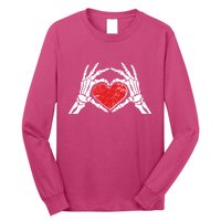 Funny Valentine Skeleton Bone Hands Heart Long Sleeve Shirt