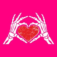 Funny Valentine Skeleton Bone Hands Heart Long Sleeve Shirt