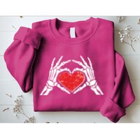 Funny Valentine Skeleton Bone Hands Heart Sweatshirt