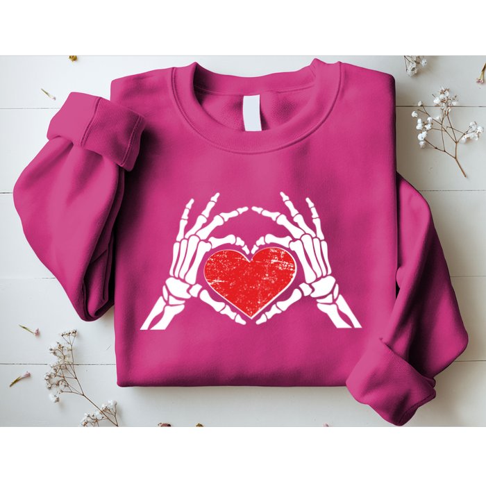 Funny Valentine Skeleton Bone Hands Heart Sweatshirt