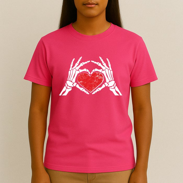 Funny Valentine Skeleton Bone Hands Heart T-Shirt