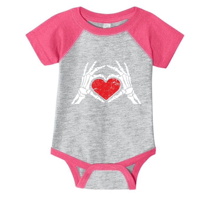 Funny Valentine Skeleton Bone Hands Heart Infant Baby Jersey Bodysuit