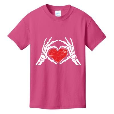 Funny Valentine Skeleton Bone Hands Heart Kids T-Shirt