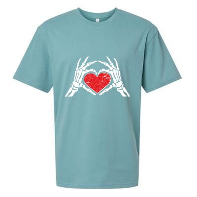 Funny Valentine Skeleton Bone Hands Heart Sueded Cloud Jersey T-Shirt