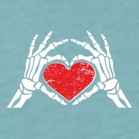 Funny Valentine Skeleton Bone Hands Heart Sueded Cloud Jersey T-Shirt