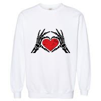 Funny Valentine Skeleton Bone Hands Heart Garment-Dyed Sweatshirt