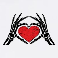 Funny Valentine Skeleton Bone Hands Heart Garment-Dyed Sweatshirt