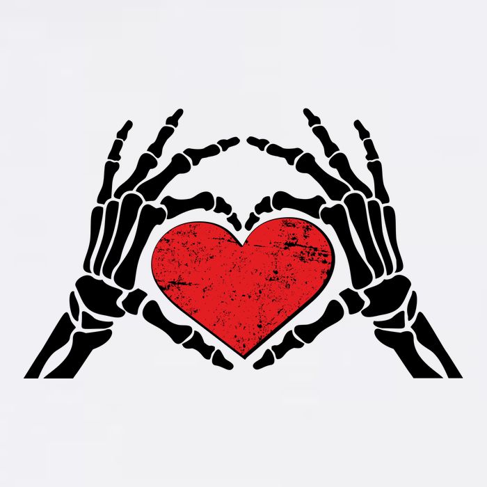 Funny Valentine Skeleton Bone Hands Heart Garment-Dyed Sweatshirt