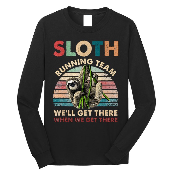 Funny Vintage Sloth Running Team Marathon Runners Jogging Long Sleeve Shirt