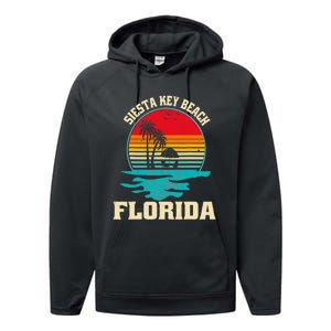 Family Vacation Siesta Key Beach Florida Palm Tree Performance Fleece Hoodie