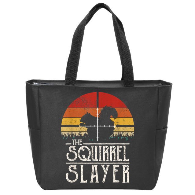 Funny Vintage Sunset Retro Style Squirrel Hunting Squirrel Slayer Zip Tote Bag