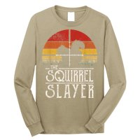 Funny Vintage Sunset Retro Style Squirrel Hunting Squirrel Slayer Long Sleeve Shirt