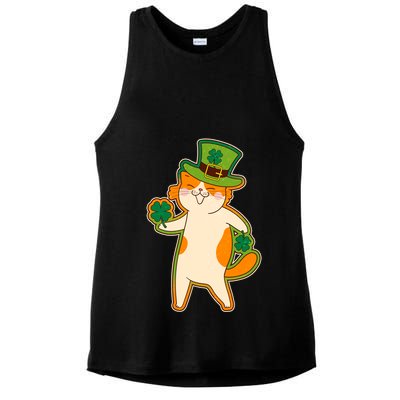 Funny Vintage St Patricks Day Leprechaun Shamrock Clover Cat Ladies PosiCharge Tri-Blend Wicking Tank