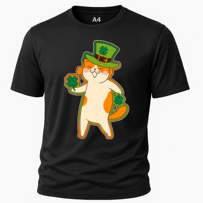 Funny Vintage St Patricks Day Leprechaun Shamrock Clover Cat Performance Shirt