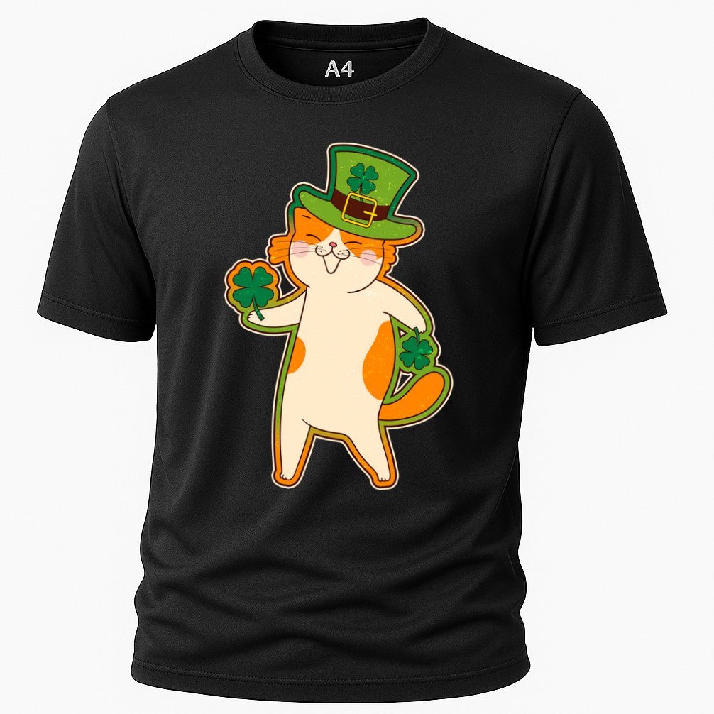 Funny Vintage St Patricks Day Leprechaun Shamrock Clover Cat Performance Shirt