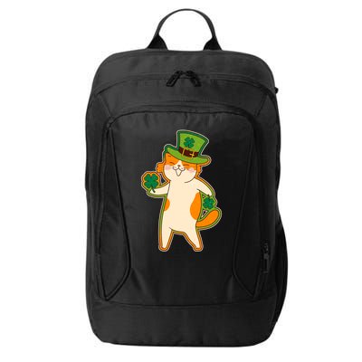 Funny Vintage St Patricks Day Leprechaun Shamrock Clover Cat City Backpack