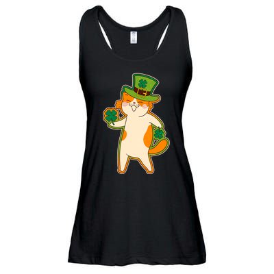 Funny Vintage St Patricks Day Leprechaun Shamrock Clover Cat Ladies Essential Flowy Tank