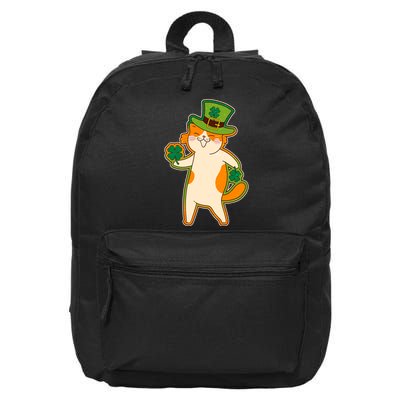 Funny Vintage St Patricks Day Leprechaun Shamrock Clover Cat 16 in Basic Backpack