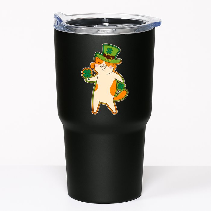 Funny Vintage St Patricks Day Leprechaun Shamrock Clover Cat Tumbler