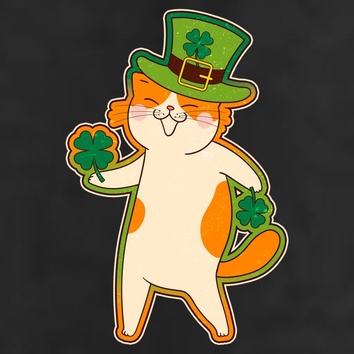 Funny Vintage St Patricks Day Leprechaun Shamrock Clover Cat Trucker Hat