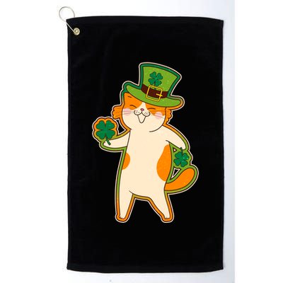 Funny Vintage St Patricks Day Leprechaun Shamrock Clover Cat Golf Towel
