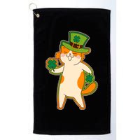Funny Vintage St Patricks Day Leprechaun Shamrock Clover Cat Golf Towel
