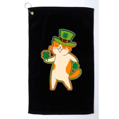 Funny Vintage St Patricks Day Leprechaun Shamrock Clover Cat Platinum Collection Golf Towel