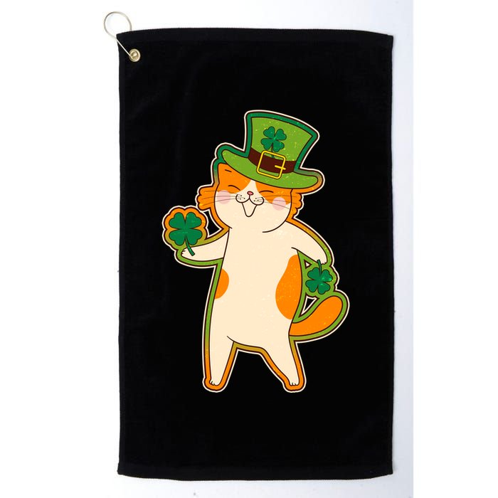 Funny Vintage St Patricks Day Leprechaun Shamrock Clover Cat Golf Towel
