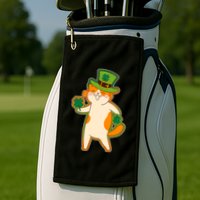 Funny Vintage St Patricks Day Leprechaun Shamrock Clover Cat Golf Towel