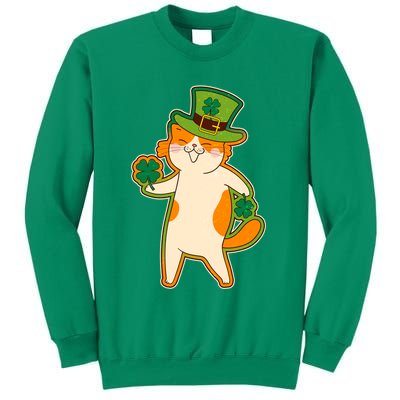 Funny Vintage St Patricks Day Leprechaun Shamrock Clover Cat Sweatshirt