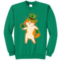 Funny Vintage St Patricks Day Leprechaun Shamrock Clover Cat Sweatshirt