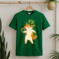 Funny Vintage St Patricks Day Leprechaun Shamrock Clover Cat T-Shirt