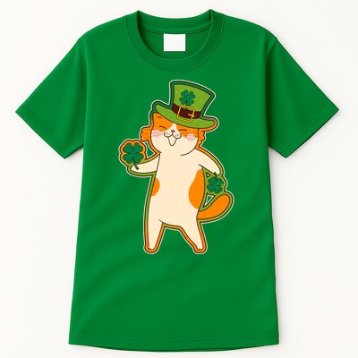 Funny Vintage St Patricks Day Leprechaun Shamrock Clover Cat Tall T-Shirt