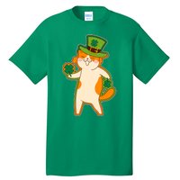 Funny Vintage St Patricks Day Leprechaun Shamrock Clover Cat Tall T-Shirt