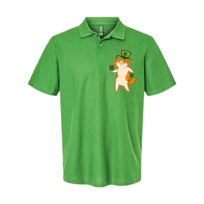 Funny Vintage St Patricks Day Leprechaun Shamrock Clover Cat Softstyle Adult Sport Polo