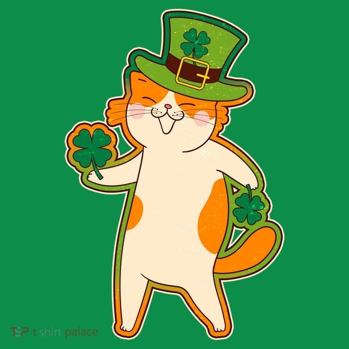Funny Vintage St Patricks Day Leprechaun Shamrock Clover Cat Poster