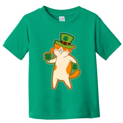 Funny Vintage St Patricks Day Leprechaun Shamrock Clover Cat Toddler T-Shirt
