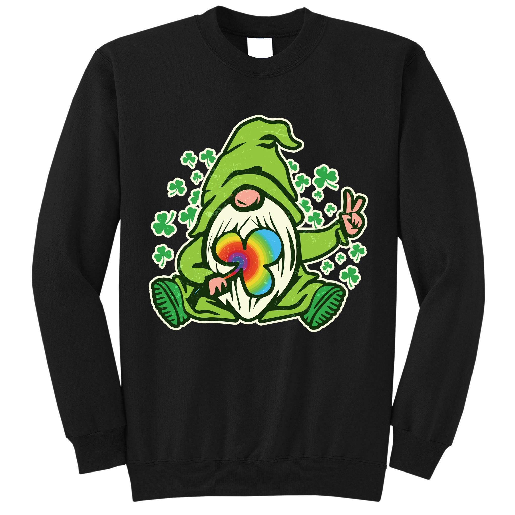 Funny Vintage St Patrick's Day Peace Love Leprechaun Gnome Tall Sweatshirt