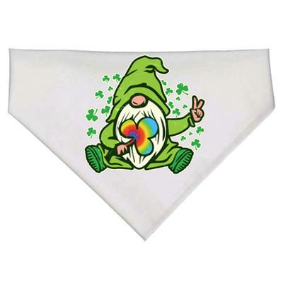 Funny Vintage St Patrick's Day Peace Love Leprechaun Gnome USA-Made Doggie Bandana