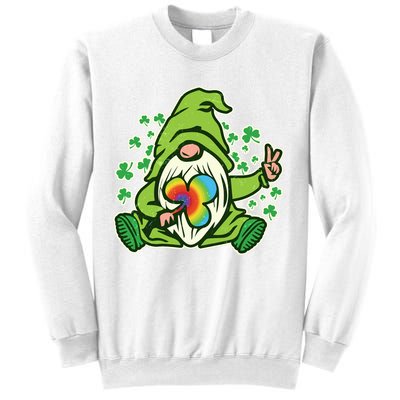 Funny Vintage St Patrick's Day Peace Love Leprechaun Gnome Sweatshirt