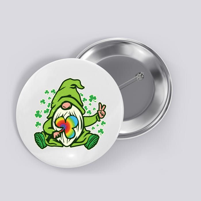 Funny Vintage St Patrick's Day Peace Love Leprechaun Gnome Button